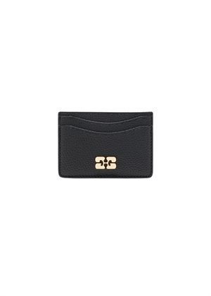Grained Gold bou card holder Sort A7303 Ganni 